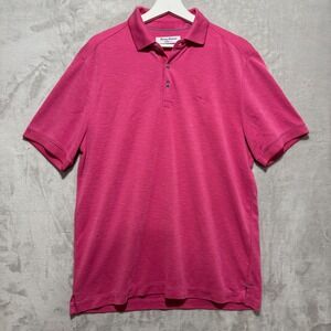 Tommy Bahama IslandZone Mens Medium Pink Polo Shirt Tencel Coolmax Golf Casual